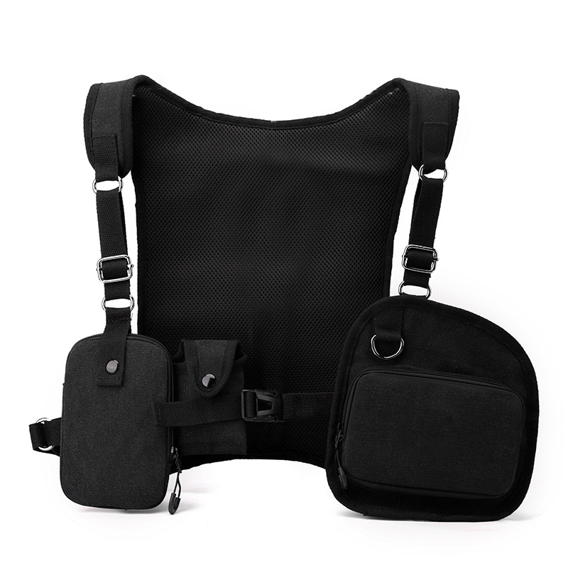 Vīriešu kanvas krūšu soma — izturīga, ar daudz kabatām, piemērota brīvā laika un ārējai taktiskai lietošanai