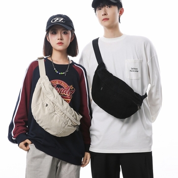 Corduroy crossbody torba sa zatvaračem na zip, unutarnji džep sa zipom i džep za identifikaciju, podstava od poliestera, gradski jednostavan stil