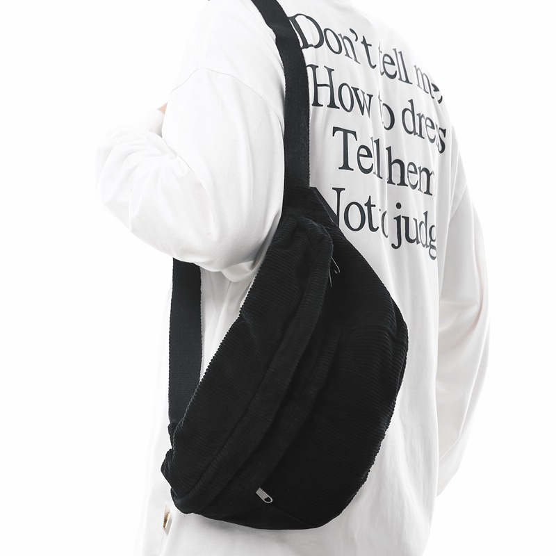 Corduroy crossbody torba sa zatvaračem na zip, unutarnji džep sa zipom i džep za identifikaciju, podstava od poliestera, gradski jednostavan stil