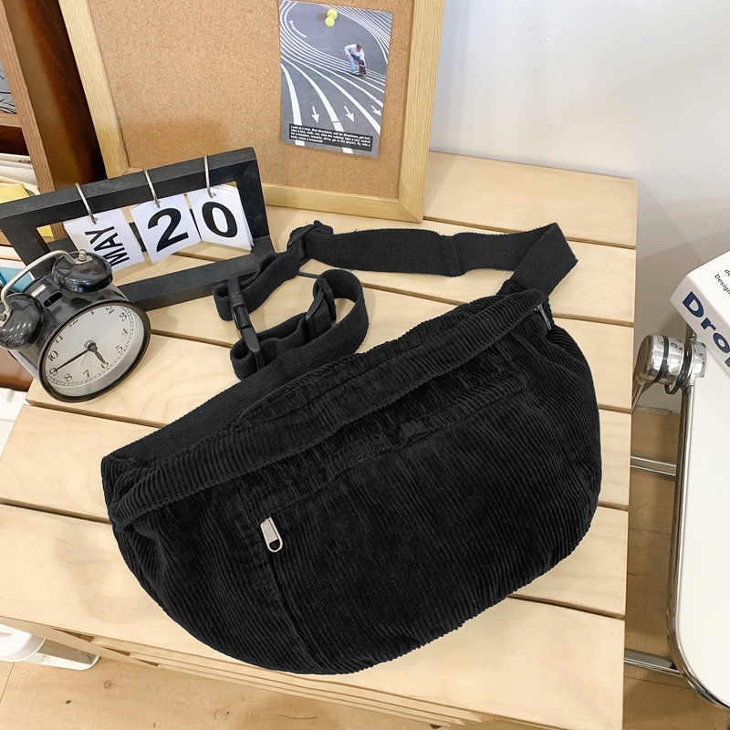 Corduroy crossbody torba sa zatvaračem na zip, unutarnji džep sa zipom i džep za identifikaciju, podstava od poliestera, gradski jednostavan stil