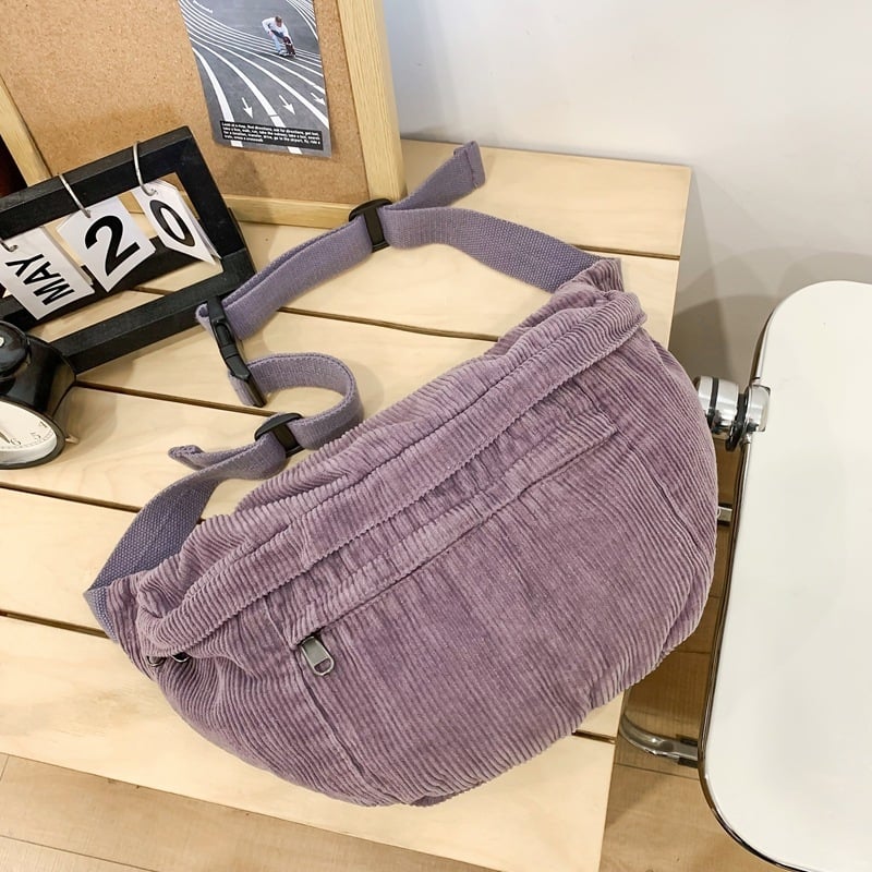 Corduroy crossbody torba sa zatvaračem na zip, unutarnji džep sa zipom i džep za identifikaciju, podstava od poliestera, gradski jednostavan stil