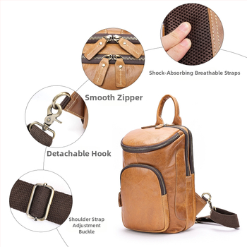 MAV ādas vīriešu krūšu somiņa, cilindriska forma, vienkrāsains raksts, poliesterā iekšpuse, nodilizturīga, paplašināma