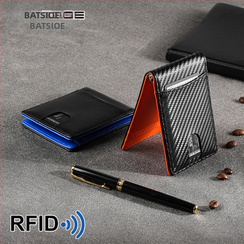 RFID apsaugos pinigų klipsas iš mikropluošto odos, anglies pluošto raštas, vasaros 2024 leidimas