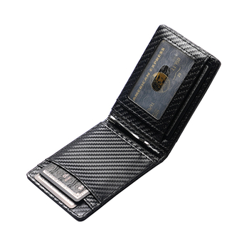 RFID apsaugos pinigų klipsas iš mikropluošto odos, anglies pluošto raštas, vasaros 2024 leidimas