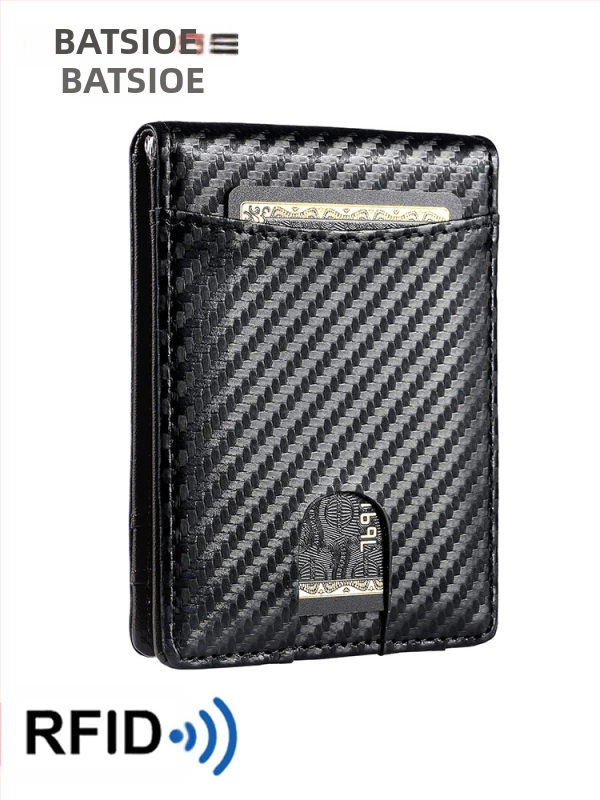 RFID apsaugos pinigų klipsas iš mikropluošto odos, anglies pluošto raštas, vasaros 2024 leidimas