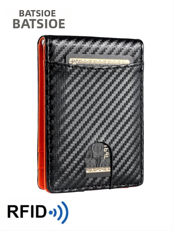 RFID apsaugos pinigų klipsas iš mikropluošto odos, anglies pluošto raštas, vasaros 2024 leidimas