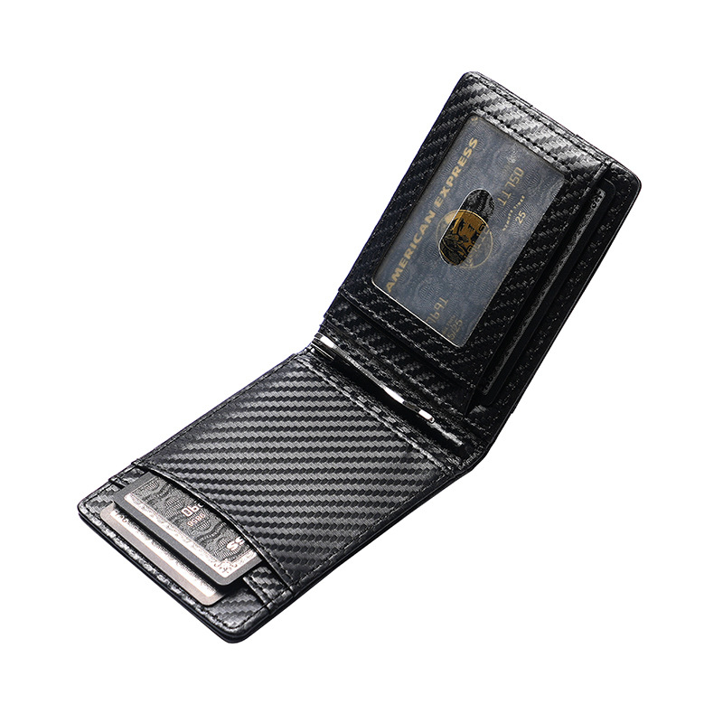 RFID apsaugos pinigų klipsas iš mikropluošto odos, anglies pluošto raštas, vasaros 2024 leidimas