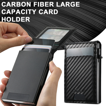 Kartes turētājs ar automatisku izvirzīšanu, imitētā āda, anti-pirkstu nospiedumu virsma, magnētiskais turētājs, roku darbs