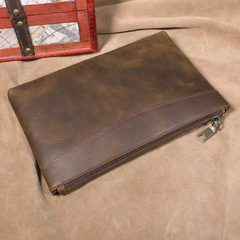 Verslo retro rankinė iš tikros odos su RFID apsauga ir anti-magnetiniu paviršiumi; užtraukties uždarymas; vidinė struktūra: užtrauktinės kišenė, ID kišenė ir kortelių kišenės