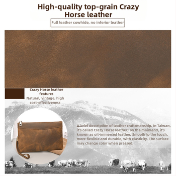 Verslo retro rankinė iš tikros odos su RFID apsauga ir anti-magnetiniu paviršiumi; užtraukties uždarymas; vidinė struktūra: užtrauktinės kišenė, ID kišenė ir kortelių kišenės