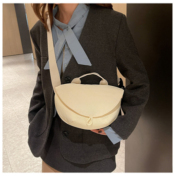 Τσάντα crossbody με αστικό μινιμαλισμό, καμβάς, σχήμα dumpling, κλείσιμο με φερμουάρ, εσωτερικές θήκες για κινητό και ταυτότητα