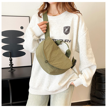 Τσάντα crossbody με αστικό μινιμαλισμό, καμβάς, σχήμα dumpling, κλείσιμο με φερμουάρ, εσωτερικές θήκες για κινητό και ταυτότητα