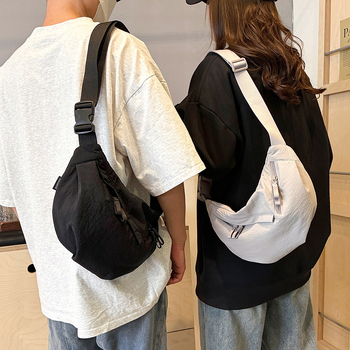 Dumpling crossbody τσάντα, αστικός μινιμαλισμός, ύφασμα diving cloth, φερμουάρ, θήκη για κινητό