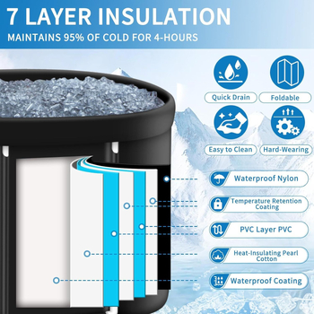 Sulankstomas suaugusiųjų vonios kibiras – nešiojamas ledinės vonios kibiras, nailono audinys