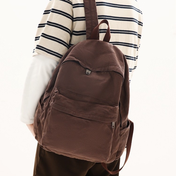 Ruksak s velikom kapacitetom, retro stil od isprane platna, unutarnja pregrada za prijenosno računalo, džep za telefon i skriveni džep sa zipom (poliestrska podstava)