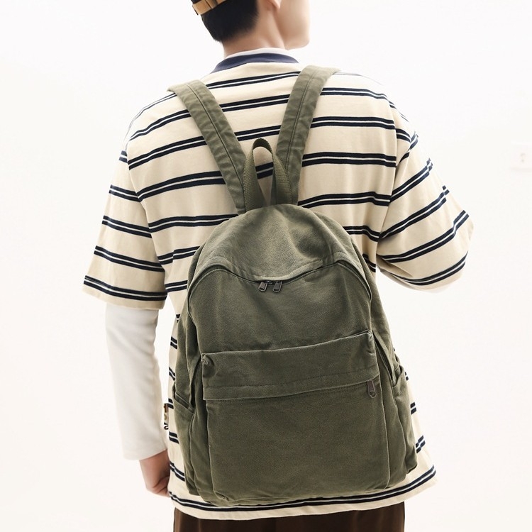 Ruksak s velikom kapacitetom, retro stil od isprane platna, unutarnja pregrada za prijenosno računalo, džep za telefon i skriveni džep sa zipom (poliestrska podstava)