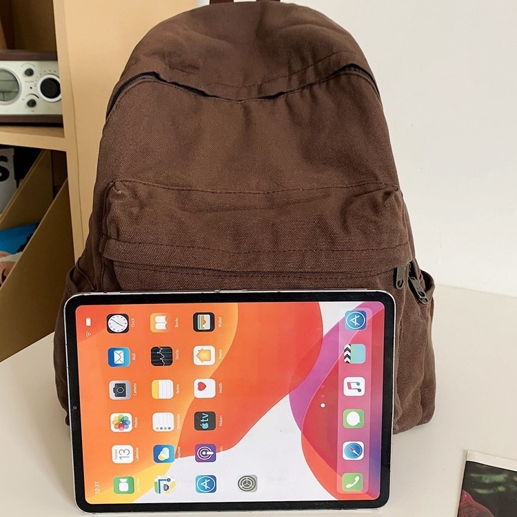 Ruksak s velikom kapacitetom, retro stil od isprane platna, unutarnja pregrada za prijenosno računalo, džep za telefon i skriveni džep sa zipom (poliestrska podstava)