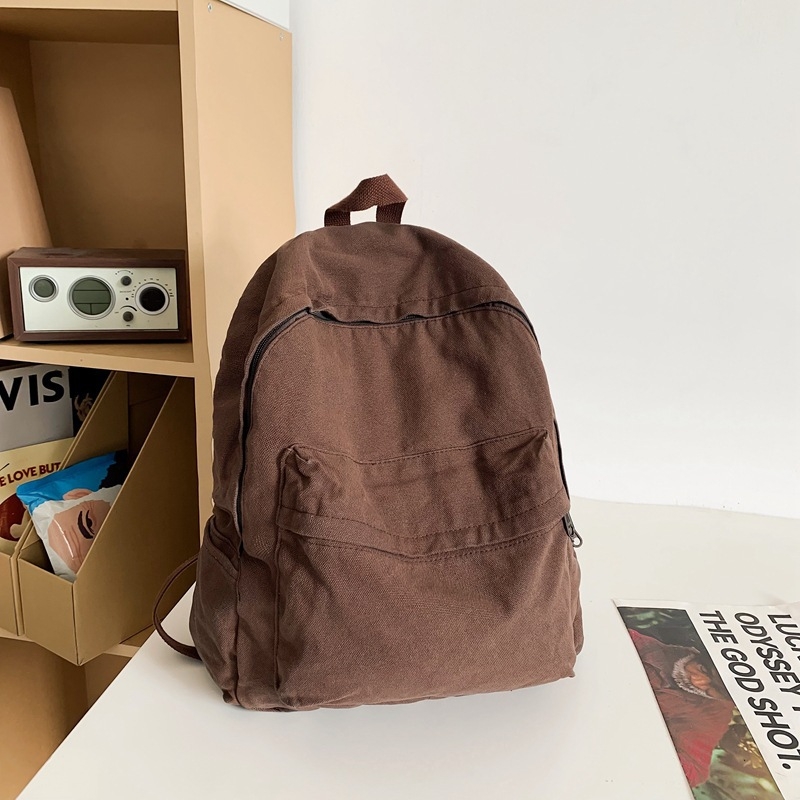 Ruksak s velikom kapacitetom, retro stil od isprane platna, unutarnja pregrada za prijenosno računalo, džep za telefon i skriveni džep sa zipom (poliestrska podstava)