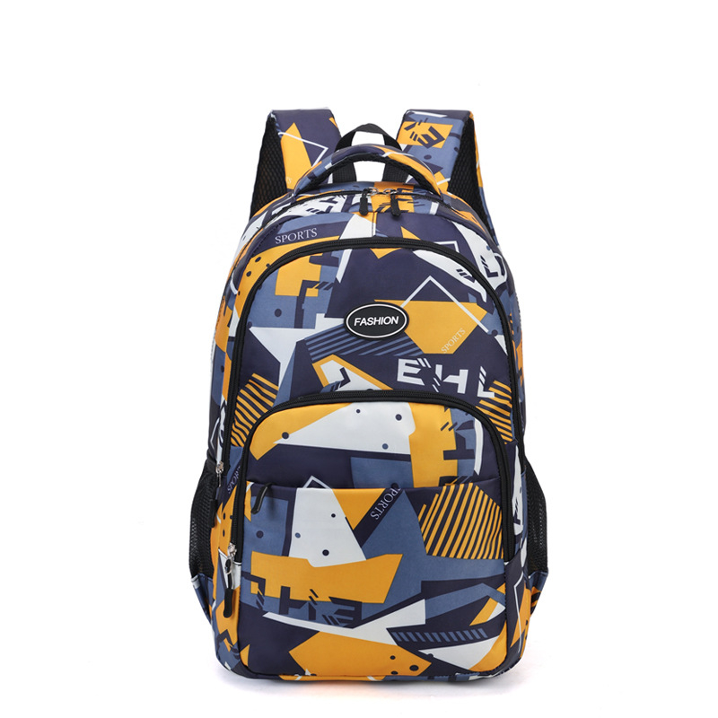 Ruksak u korejskom stilu s kontrastnim dizajnom, gradska jednostavnost, kapacitet 20–35L, Oxford platno, prozračan, geometrijski uzorak, podstava od poliestera, naramenice s zračnim jastukom