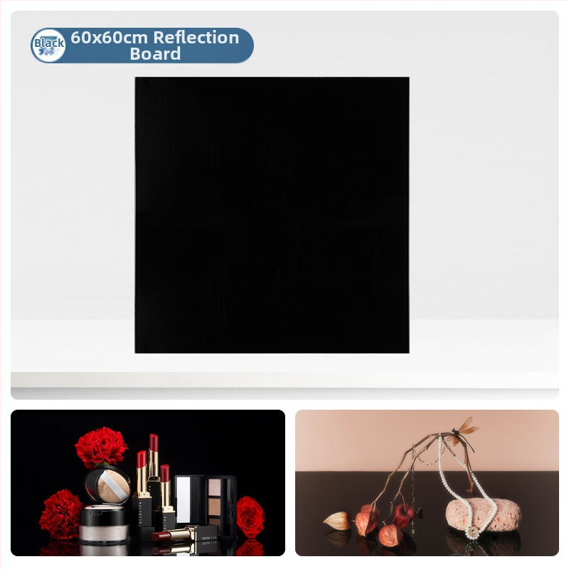 Temperētu stiklu atspoguļojošs fona panelis produktu fotografēšanai; atspoguļojoša virsma; svars 200–800 g