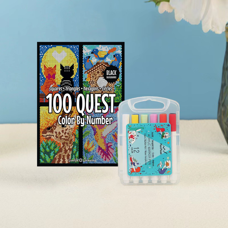 Книга за оцветяване по числа, карикатурен стил, модерен минималистичен дизайн, хартия