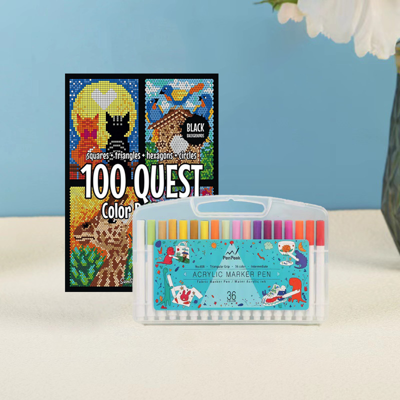 Книга за оцветяване по числа, карикатурен стил, модерен минималистичен дизайн, хартия