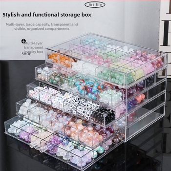 Atvilktņu tipa krellīšu uzglabāšanas kārba ar vairākām nodalēmām — plastmasas konstrukcija, juvelierizstrādājumu iepakojums