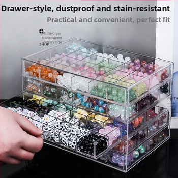 Atvilktņu tipa krellīšu uzglabāšanas kārba ar vairākām nodalēmām — plastmasas konstrukcija, juvelierizstrādājumu iepakojums