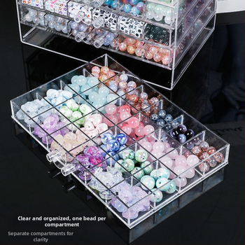 Atvilktņu tipa krellīšu uzglabāšanas kārba ar vairākām nodalēmām — plastmasas konstrukcija, juvelierizstrādājumu iepakojums