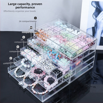 Atvilktņu tipa krellīšu uzglabāšanas kārba ar vairākām nodalēmām — plastmasas konstrukcija, juvelierizstrādājumu iepakojums