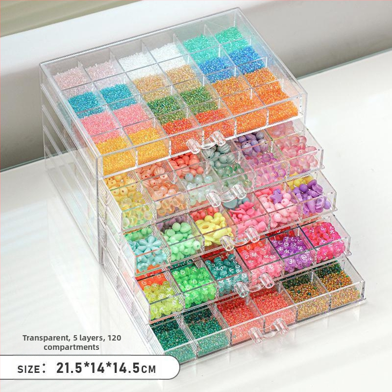 Atvilktņu tipa krellīšu uzglabāšanas kārba ar vairākām nodalēmām — plastmasas konstrukcija, juvelierizstrādājumu iepakojums