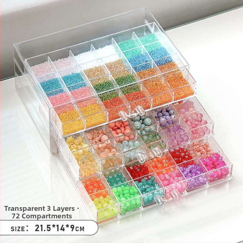 Atvilktņu tipa krellīšu uzglabāšanas kārba ar vairākām nodalēmām — plastmasas konstrukcija, juvelierizstrādājumu iepakojums