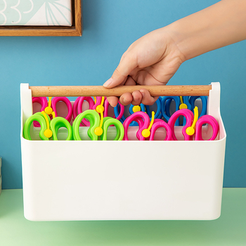 Κουτί αποθήκευσης ψαλιδιών για νηπιαγωγείο με διαμερίσματα-πλέγμα για μαρκαδόρους, PP πλαστικό, χωρητικότητα 1 L