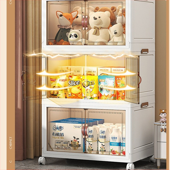 Шкаф за домашно съхранение – без монтаж, сгъваем и многослоен дизайн; пластмасов, 3 кг, за пода, модерен стил