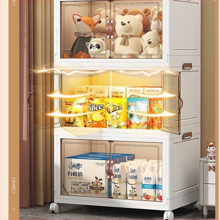 Шкаф за домашно съхранение – без монтаж, сгъваем и многослоен дизайн; пластмасов, 3 кг, за пода, модерен стил