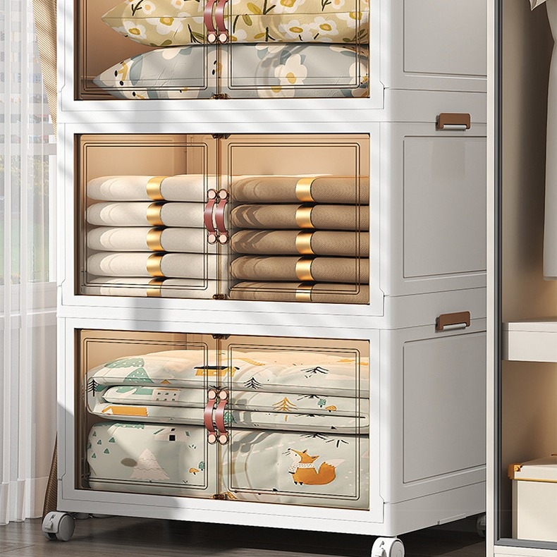 Шкаф за домашно съхранение – без монтаж, сгъваем и многослоен дизайн; пластмасов, 3 кг, за пода, модерен стил