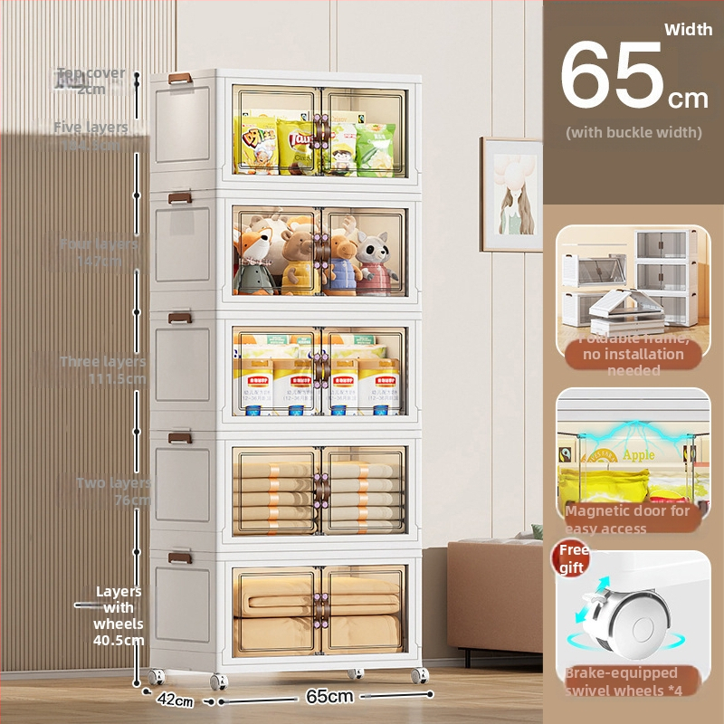 Шкаф за домашно съхранение – без монтаж, сгъваем и многослоен дизайн; пластмасов, 3 кг, за пода, модерен стил