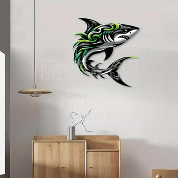 Железна художествена скулптура: делфин и акула за домашен аквариум, железна изработка Lee, модерен минимализъм