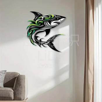 Железна художествена скулптура: делфин и акула за домашен аквариум, железна изработка Lee, модерен минимализъм