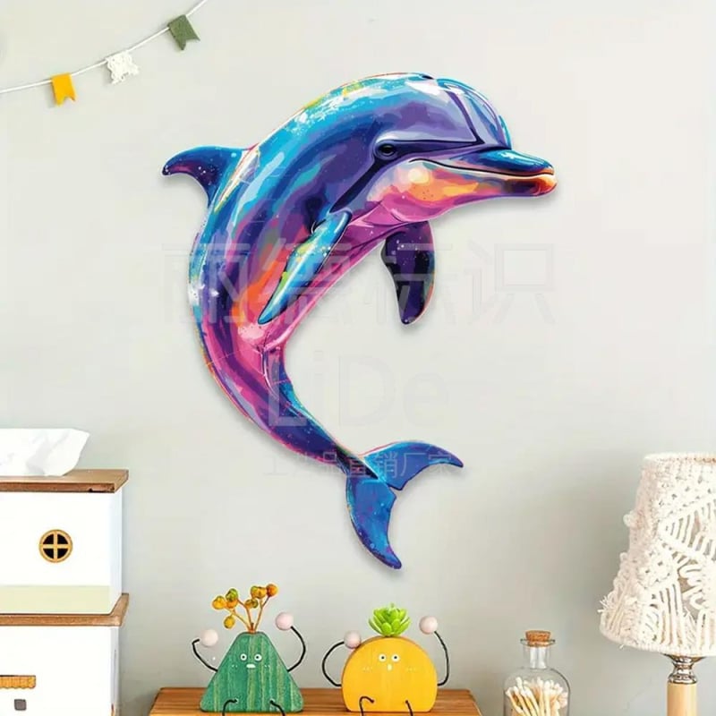 Željezna umjetnička skulptura: delfin i morski pas dekor za kućni akvarij, Lee – metalna izrada, moderni minimalistički stil