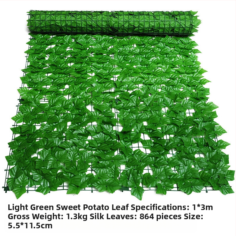 Mākslīgā augu siena un žogs ar plastmasas lapām un zīda ziediem — injekcijas veidota, šķirne: saldā kartupeļa lapas, āra kāzu un fotogrāfiju rekvizīti