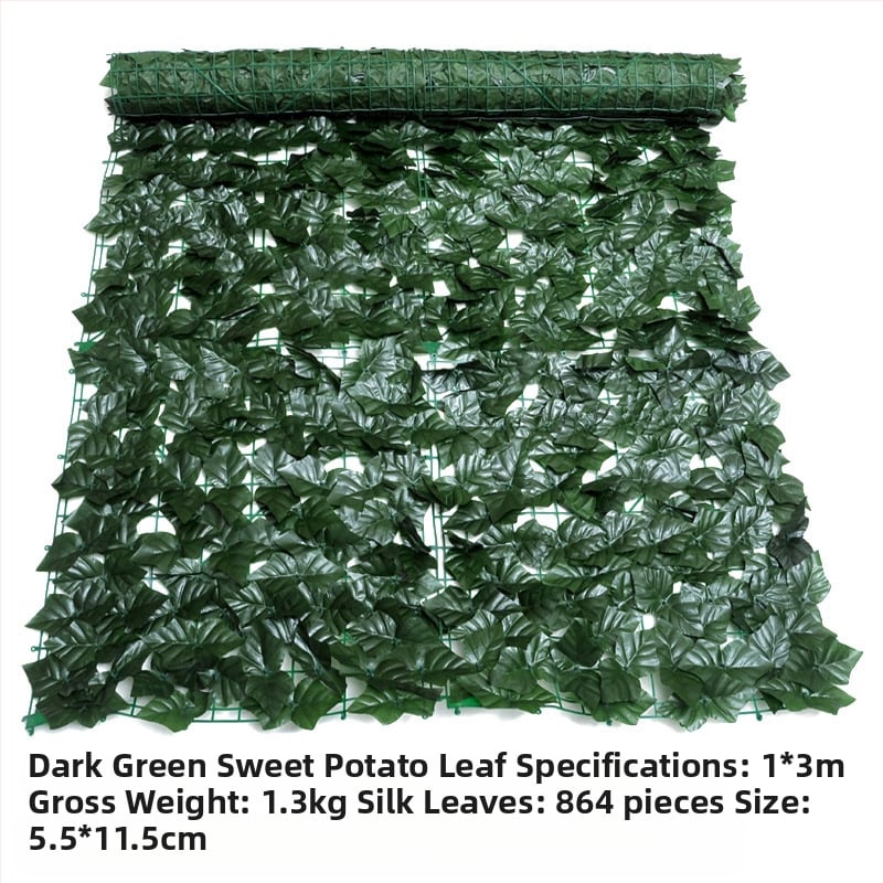 Mākslīgā augu siena un žogs ar plastmasas lapām un zīda ziediem — injekcijas veidota, šķirne: saldā kartupeļa lapas, āra kāzu un fotogrāfiju rekvizīti