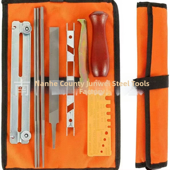 Комплект файлове за верижна резачка, стоманени, 9 части, дължина 200 мм, кръгло сечение, фини зъби