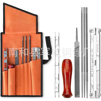 Комплект файлове за верижна резачка, стоманени, 9 части, дължина 200 мм, кръгло сечение, фини зъби