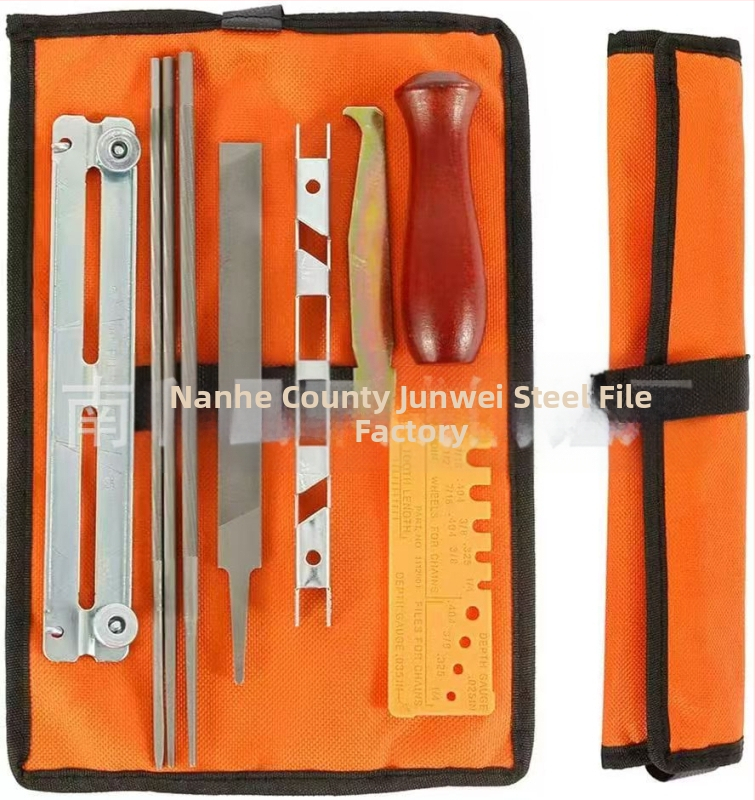 Комплект файлове за верижна резачка, стоманени, 9 части, дължина 200 мм, кръгло сечение, фини зъби