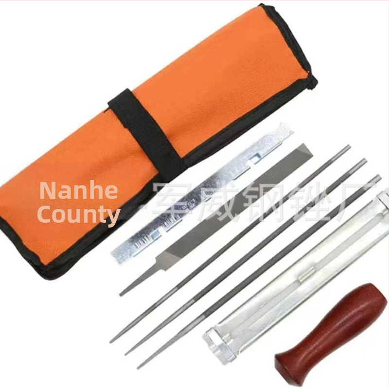 Комплект файлове за верижна резачка, стоманени, 9 части, дължина 200 мм, кръгло сечение, фини зъби