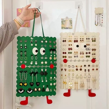 Rotaslietu izstādīšanas statīvs auskarām — filcs, sienas karājuma dizains, lāzera griešana, viens slānis, augstas klases stils