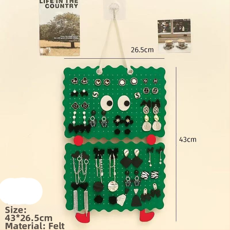 Rotaslietu izstādīšanas statīvs auskarām — filcs, sienas karājuma dizains, lāzera griešana, viens slānis, augstas klases stils