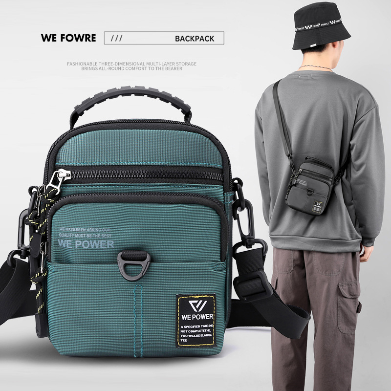 Vyrų pečių rankinė - nailonas, poliesterio pamušalas, vientisas raštas, modelis 5804, 2023 m. vasara