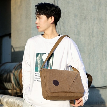 Vīriešu plecu soma – kanva, pilsētas stils, vienkrāsains raksts, biznesa ceļojumiem